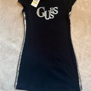 Guess Black Top with Silver Sequin Logo